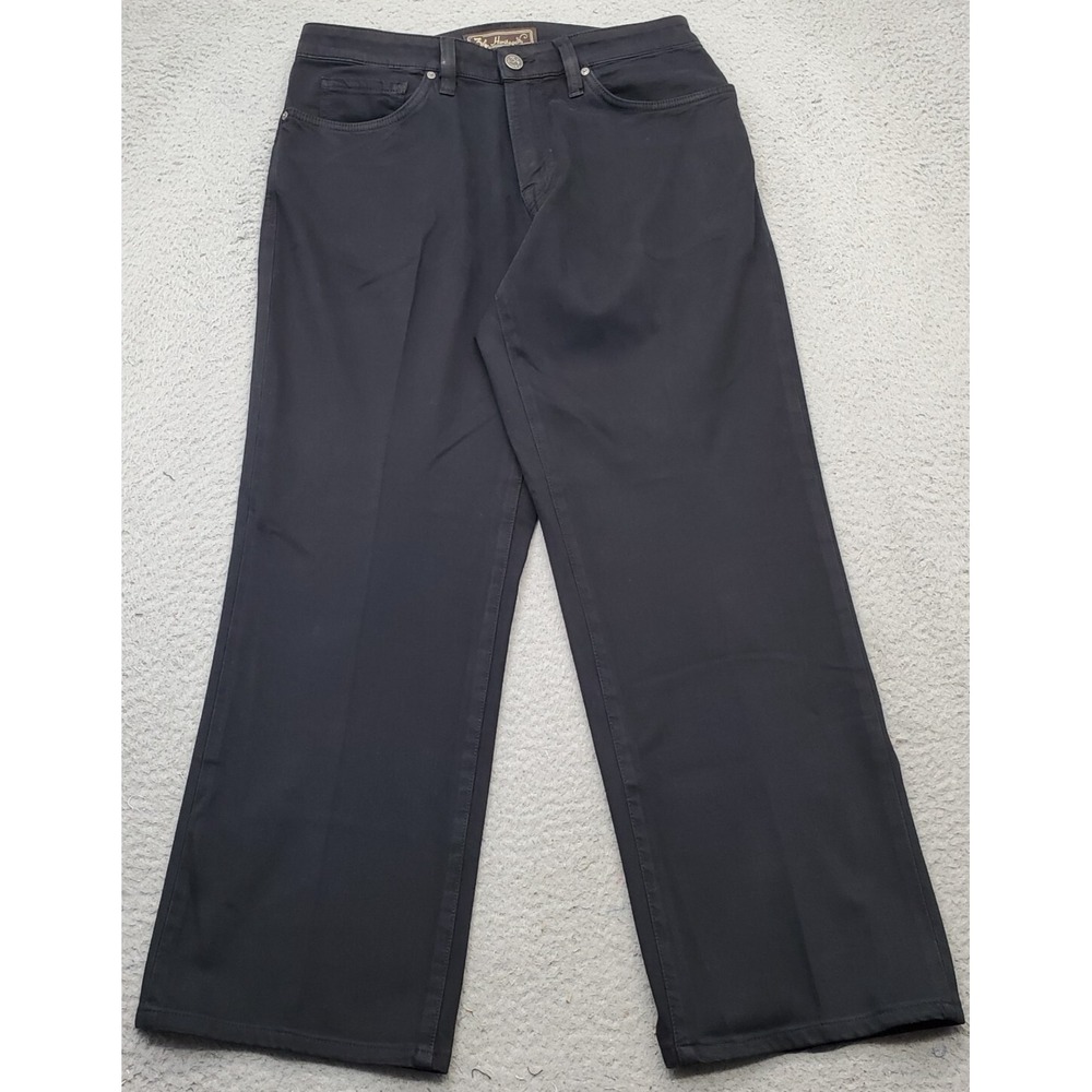 34 Heritage Wide Leg Jeans Men Size 34/30 Black Denim 5-Pocket Design Flat Front